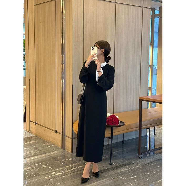 이삼사 타이 봄 쉬폰 롱 원피스 결혼식 하객룩 빅사이즈 4499