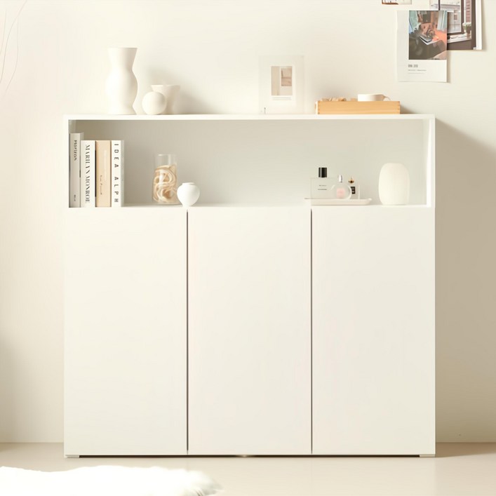 룸앤디 국내 제조 뉴모던 3단 상부오픈형 높은 수납장 방문설치