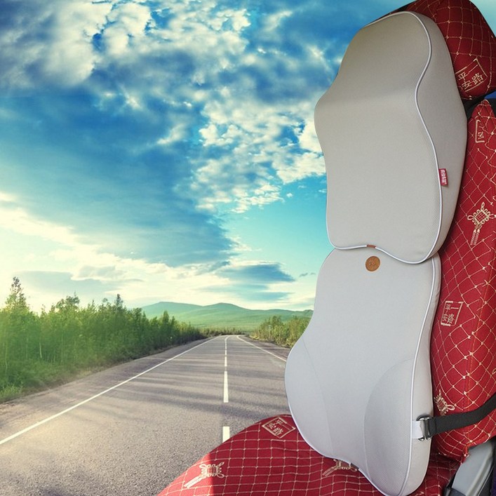 차량용 등받이 쿠션 세트 덤프 판다 의자, 허리쿠션 블랙 메모리 타공 메모리폼 슬립