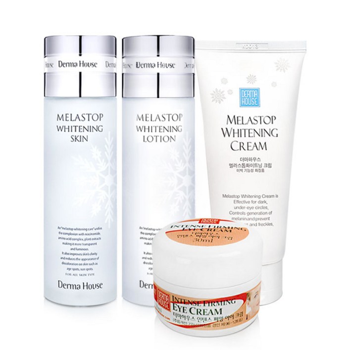 더마하우스 화이트닝 대용량크림 4종(미백스킨+미백로션+미백대용량크림+아이크림30ml)/미백기능성 잡티관리/눈가 목 입가주름/주름개선기능성