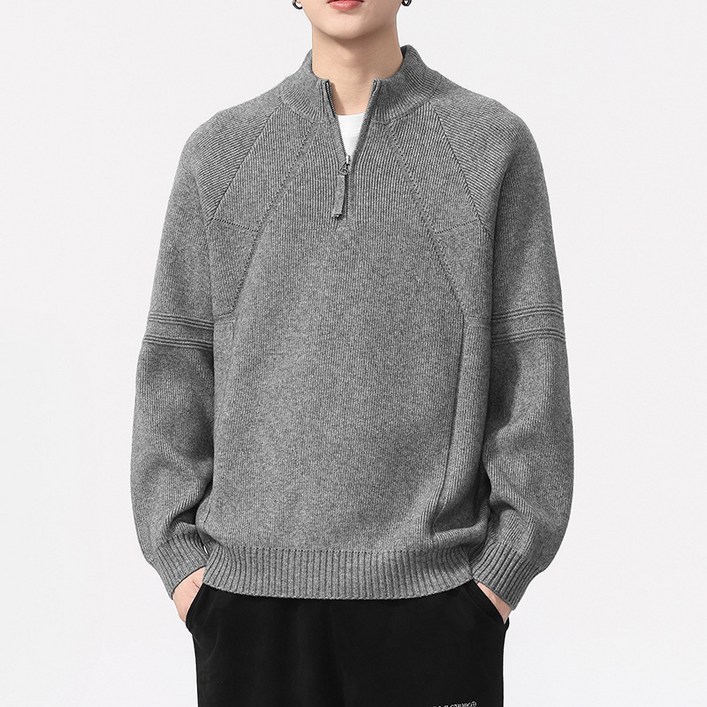 핫템 하프집업 니트 남성, 하프터틀넥 얼굴 작아보이는, 편안한 퍼포먼스 데일리 오피스룩, 하프터틀넥 비즈니스 디자인, 잘 어울리는 편안한 이너 상의