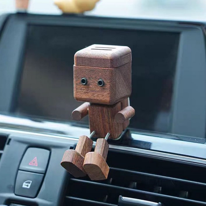 BIKASU 귀여운 나무로 만든 로봇 차량용 방향제 새차선물 인테리어용품