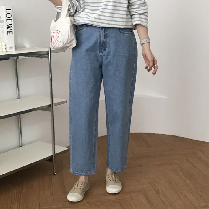럭키제이 톰톰 배기 청바지 난스판 뒷밴딩 데님팬츠 여성용