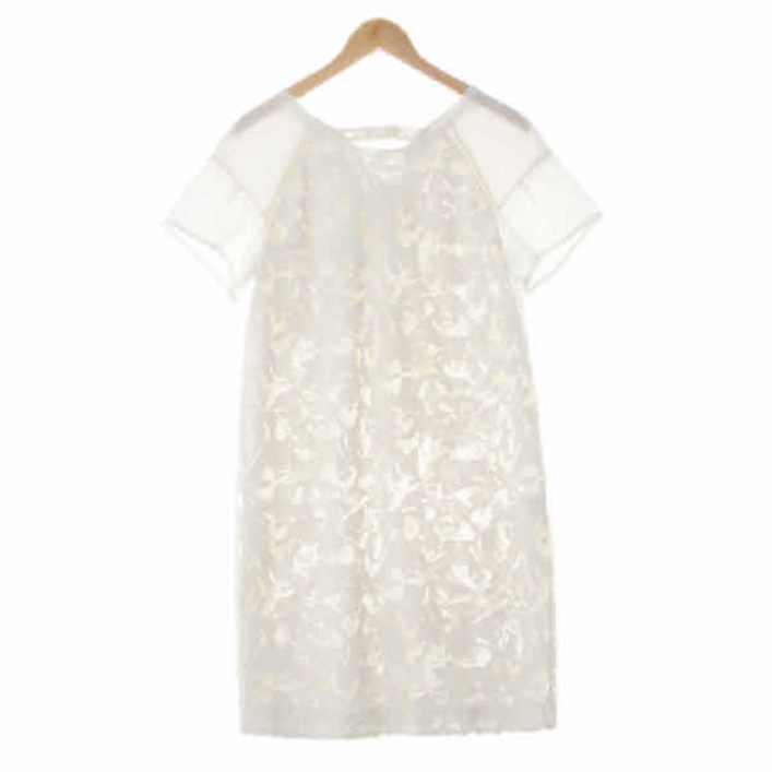 7236 더아이잗 화이트 면혼방 번아웃메쉬반팔원피스 8890