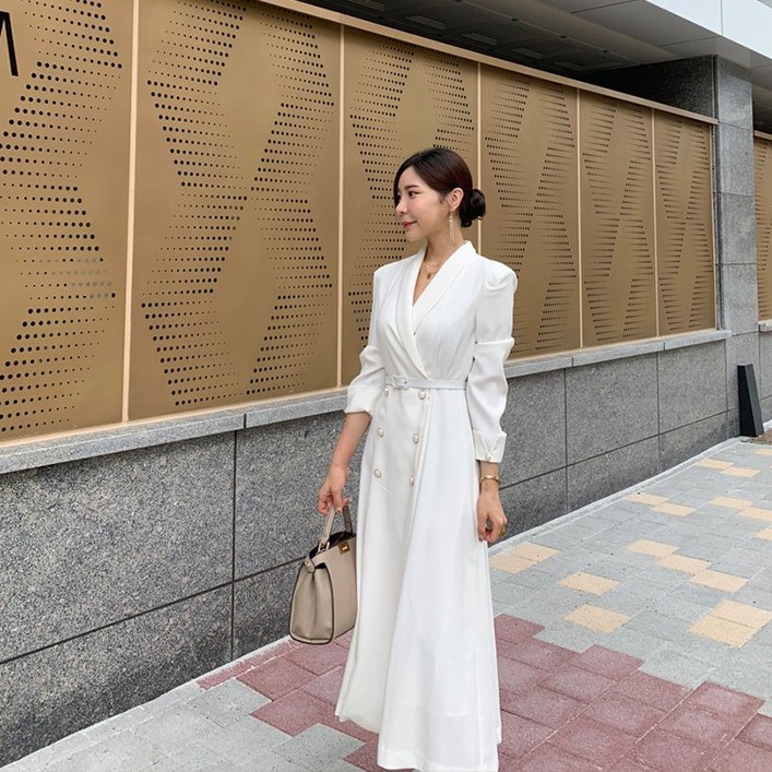 랜덤플레이 트렌치 카라 롱 자켓 코트 원피스