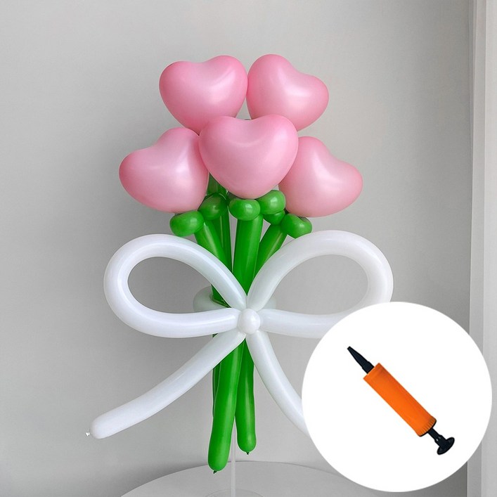 DIY 하트 풍선 꽃다발 핑크+손펌프 by파티아일랜드