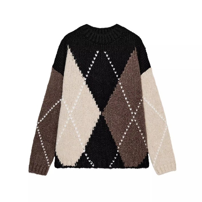 자라 가을 스티치 다이아몬드 니트 풀오버 zara 2025