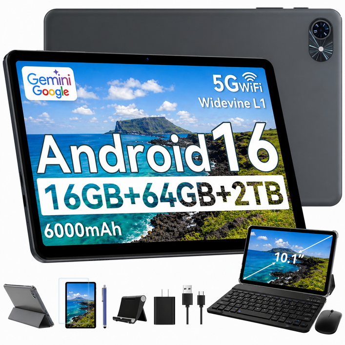 TABWEE 10인치 Android16 태블릿 pc 패키지 Gemini 2.0 2026신형 16GB64GB 확장 키보드펜 포함 5G WiFi 6000mAh 패키지