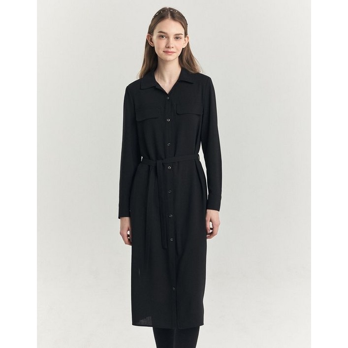 백화점정품 헤지스 레이디스 원피스 블랙 스트랩 셔츠형원피스 HSDR4D804BK 하객