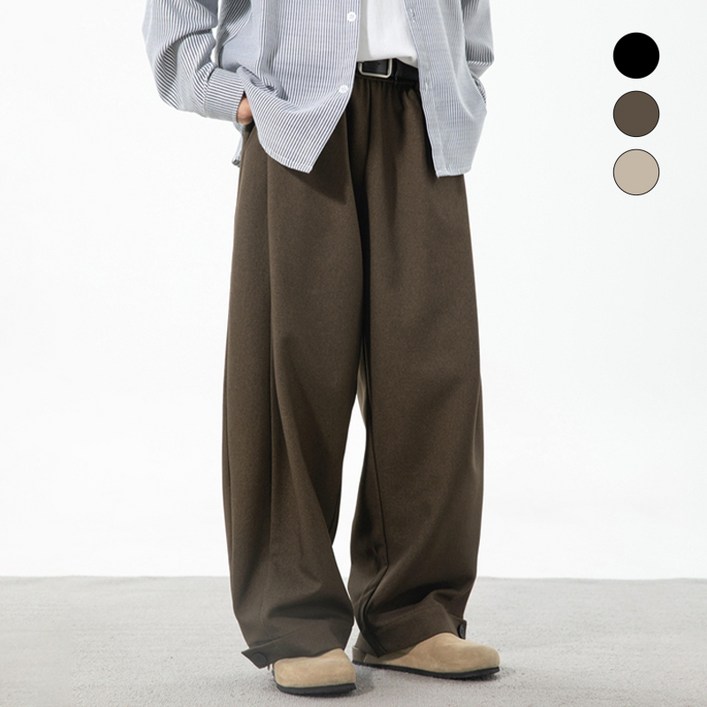 HANYO 남성 데일리 핀턱 벌룬 와이드 팬츠 슬랙스