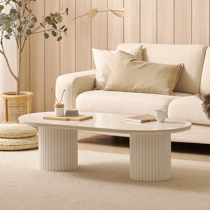 보루네오 마르체 몽스 세라믹 템바보드 원형 좌식 낮은 거실 소파테이블 1200 BVD013C