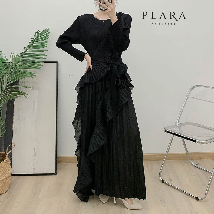 플라라 88까지플리츠러플슬라이드원피스벨트SET