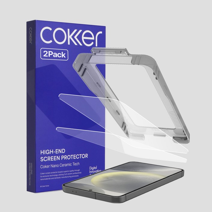 코커 갤럭시25 강화유리 액정 보호 필름 실크글라스 원터치 2p 세트, 2개