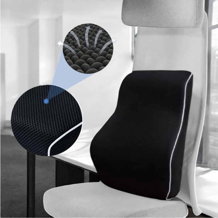 푸람 의자 등받이 쿠션 허리쿠션 등쿠션 의자 허리쿠션 등받이 쿠션, 블랙