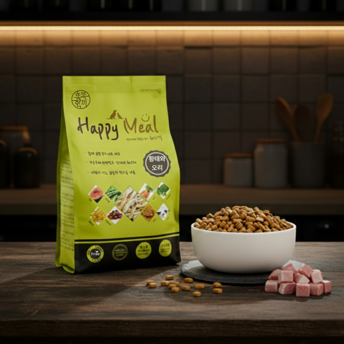 [똑똑한끼] 해피밀 웰니스 눈물케어 소프트사료 황태와오리, 1개, 1.2kg, 오리