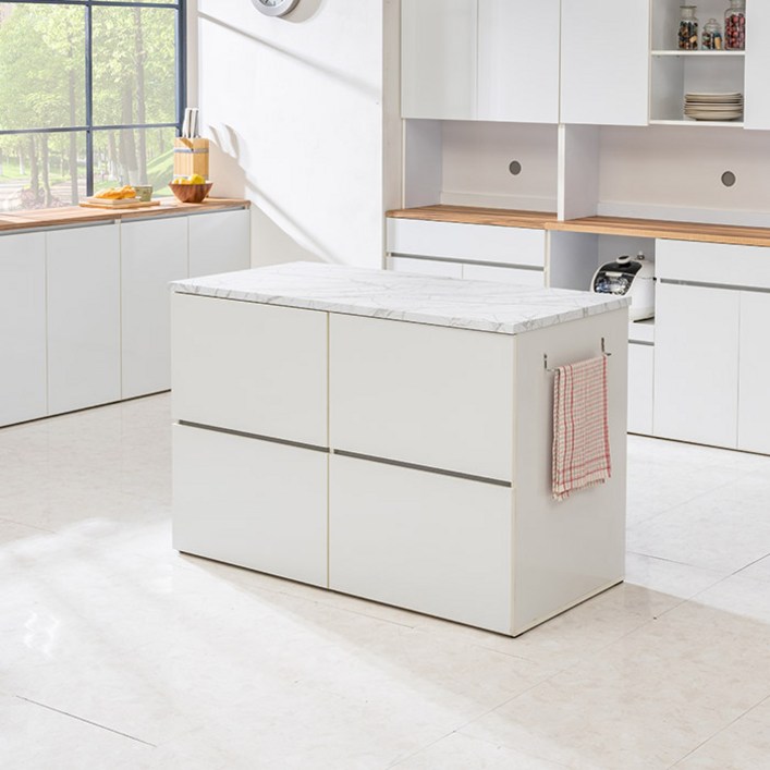 퍼스웰 러벤 양방향 홈바조리대 아일랜드식탁HA027, 화이트대리석