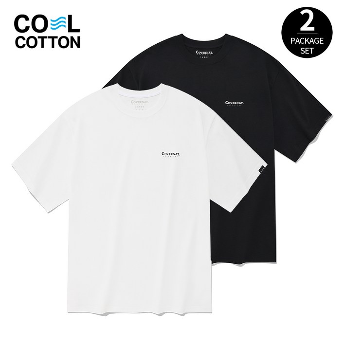 커버낫 본사에센셜 쿨 코튼 2PACK 티셔츠 블랙화이트