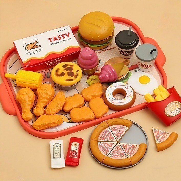 상덕 소꿉놀이 장난감 자르기 음식 햄버거 가게 역할놀이 주방놀이