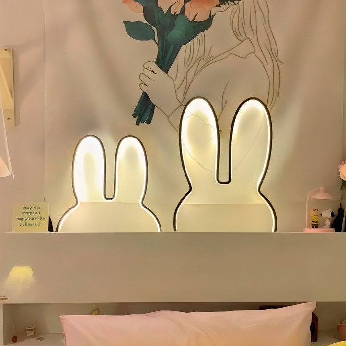 이코노미쿠스 붙이는 LED 토끼 침대 간접 조명 수면등 무드등