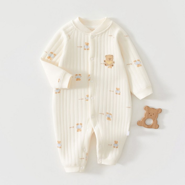 베베니즈 신생아용 도톰 풀스냅 순면 긴팔 우주복