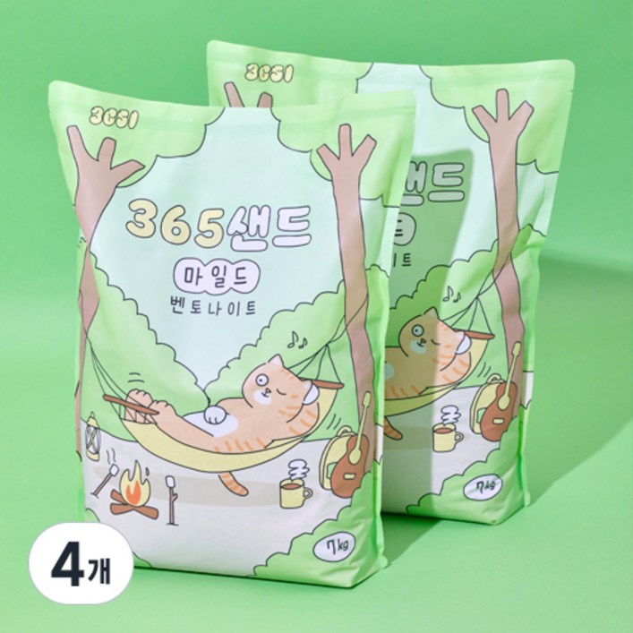 3651 365샌드 마일드 고양이 벤토나이트 모래, 4개, 7kg 3651 365샌드 마일드 고양이 벤토나이트 모래, 4개, 7kg
