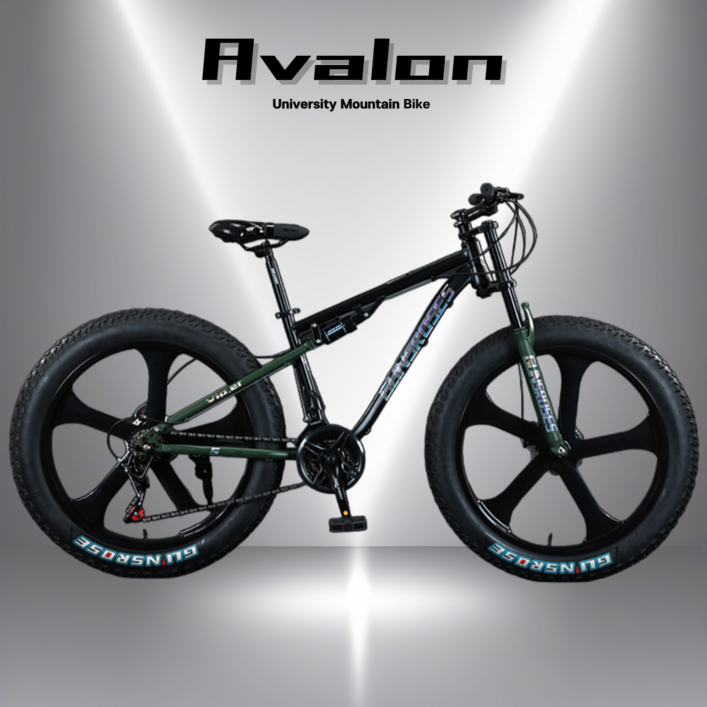 AVALON 팻바이크 풀샥 MTB 산악자전거 고출력 광폭 타이어, A.블루블랙, 1개