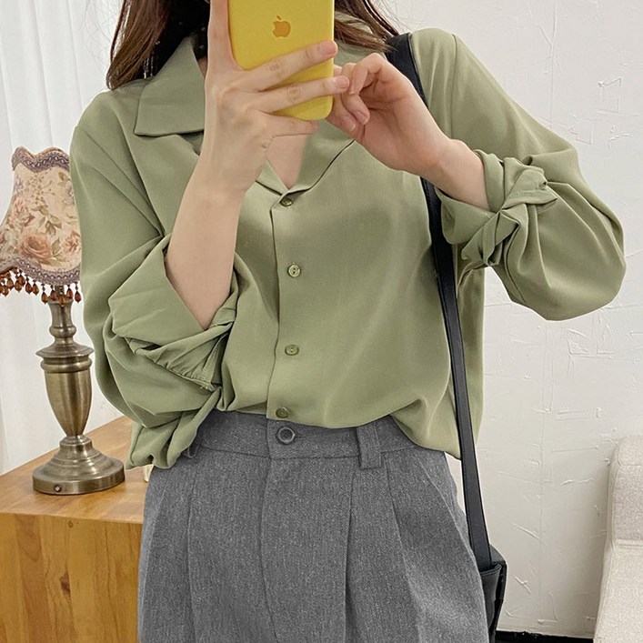 오픈 카라 블라우스 오픈 카라 블라우스