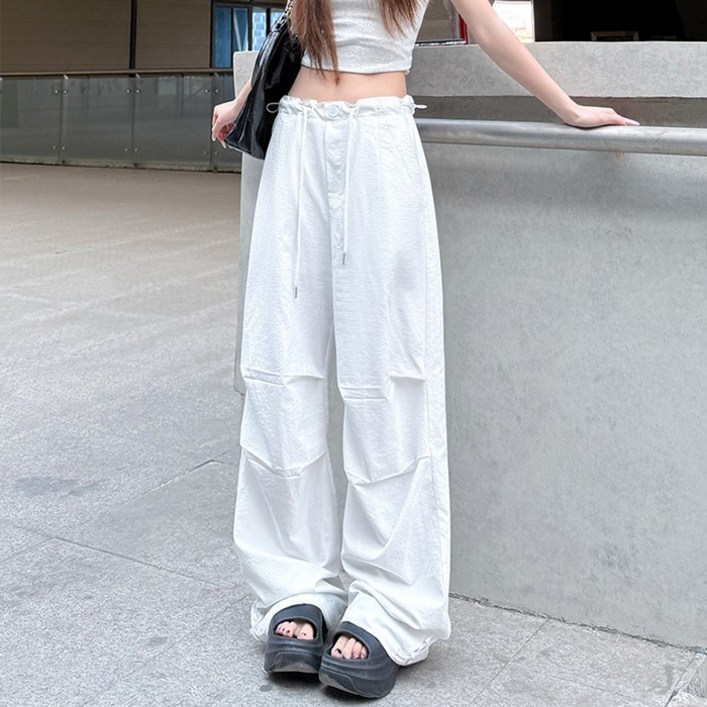 cammello 바스락 스트링 와이드 카고 팬츠 투웨이 경량 바지 히든밴딩