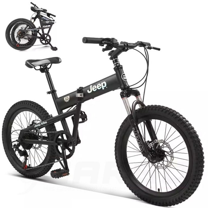 JEEP MTB자전거 접이식자전거 7단 기어 미니 18인치 20인치, 블랙스포크 휠 JEEP MTB자전거 접이식자전거 7단 기어 미니 18인치 20인치, 블랙스포크 휠