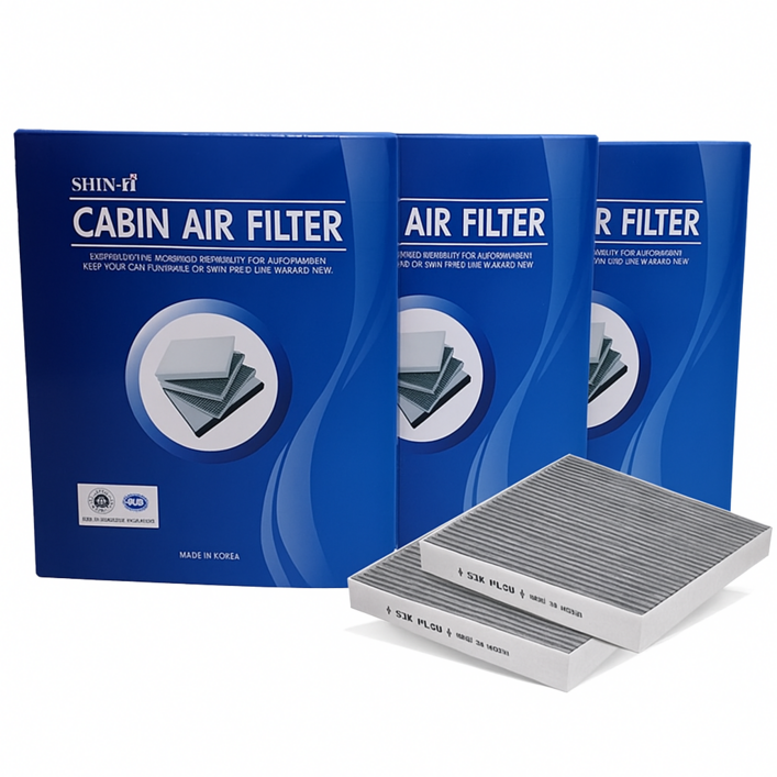 (현대) [1+1+1] 신아 자동차 에어컨 활성탄필터, 3개, 디 올뉴 그랜져GN7(2023~)