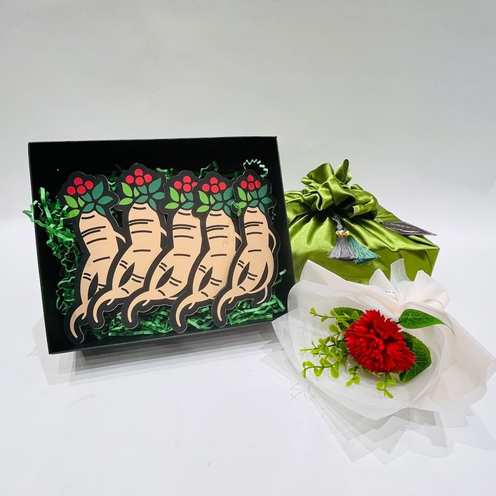 러블리팜 명품 용돈 선물 한우  보자기  태슬  비누꽃 한송이 카네이션 세트
