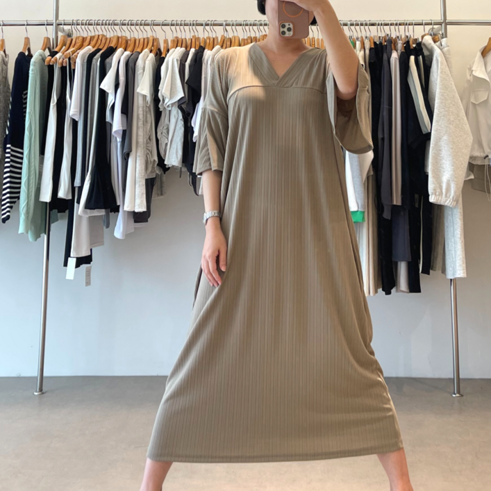 더수수 루즈핏 프릴 쿨 롱원피스