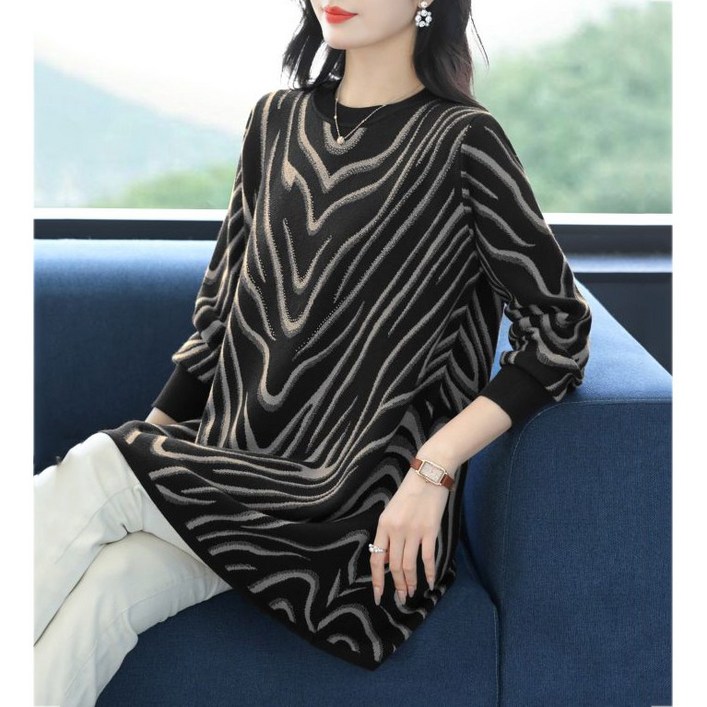 중년 여성 니트 스웨터 봄가을 패션 풀오버 롱 니트 상의 엄마 캐주얼 코디 라운드넥 이너 스웨터 티셔츠 YHY