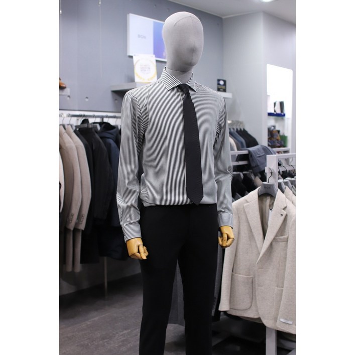 BON 셔츠 BN3FB608BK 블랙 런던 스트라이프 스판 와이드카라 와이셔츠