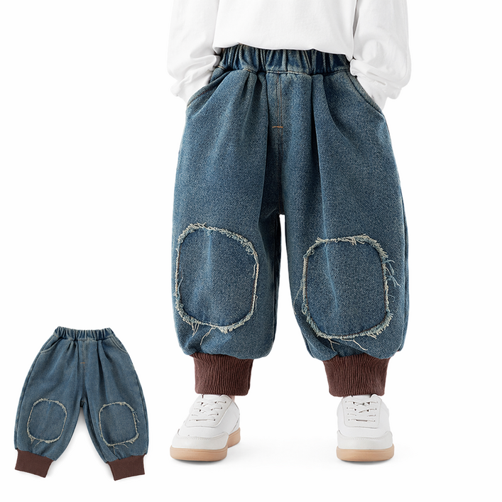 와이드핏 프레이드홀 디테일 엘라스틱웨이스트