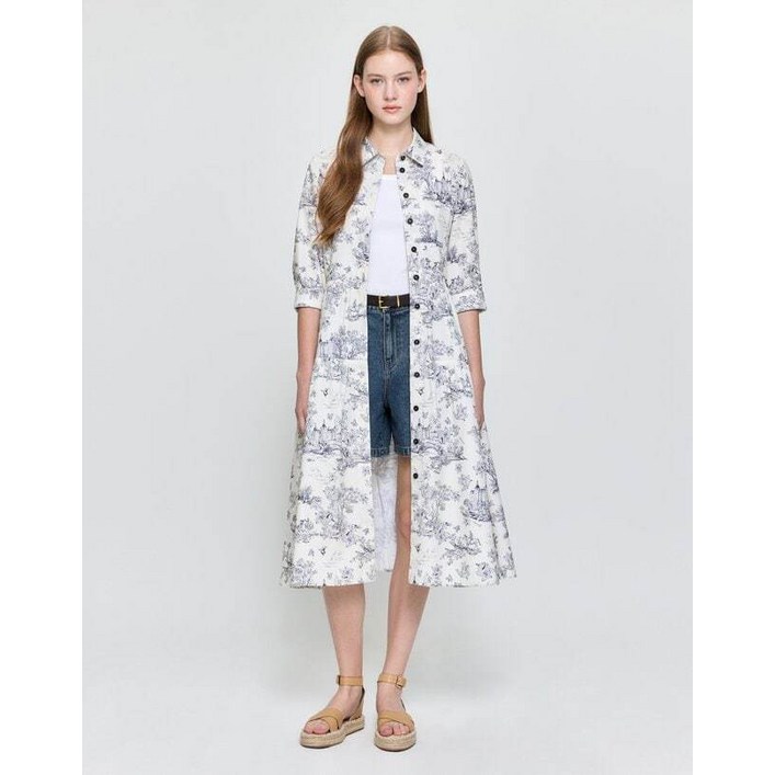 [국내백화점] 헤지스레이디스 [25FW][H.Toile] 뜨왈 프린팅 셔츠카라 원피스 여성캐주얼 데일리룩