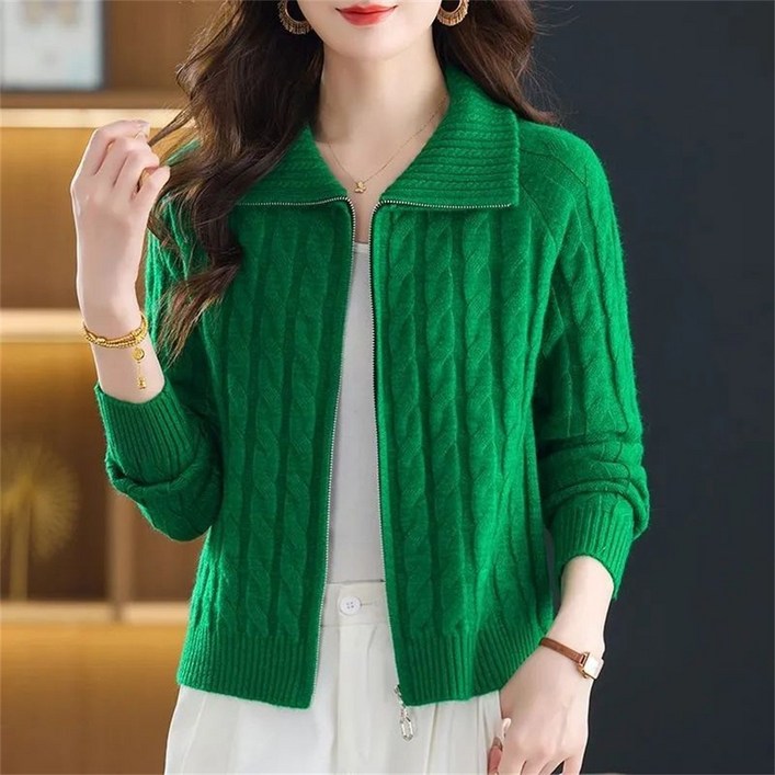 TKX 여성 집업 가디건 고급스러운 니트 따뜻한 캐시미어 소재 긴소매 가을 겨울 필수 아이템 KD97