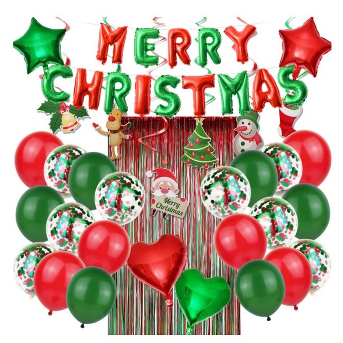 크리스마스 세트 풍선 가랜드 파티장식 소품 혼합풍선 트리 데코 홈파티용품 에브리띵스마일 1077, 1세트, 타입 1