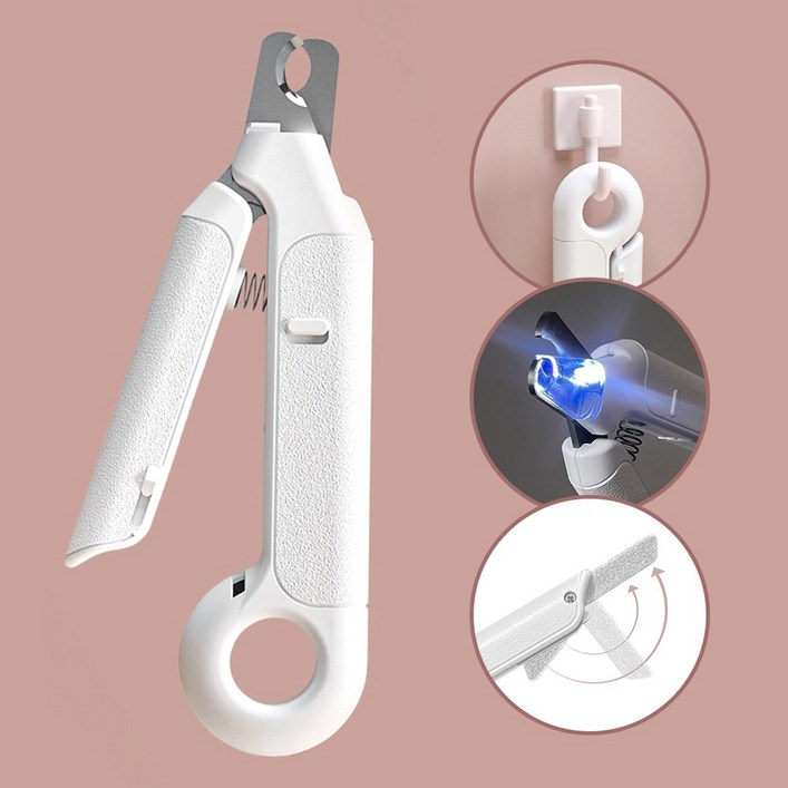 코지스 LED 고양이 강아지 발톱깎이 소형 중형견, 1개, 화이트