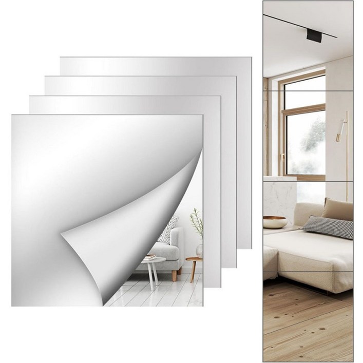 2mm 아크릴 거울 스티커 25x25cm 인테리어 스티커 도트 미러 아크릴 벽과 창 종이 벽 장식 유리 4 개