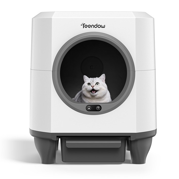 2026년형 Teendow 스마트 자동 고양이 화장실 CLB05 다중 안전장치 WIFI 연동 전자동 고양이 화장실, 화이트, 1세트