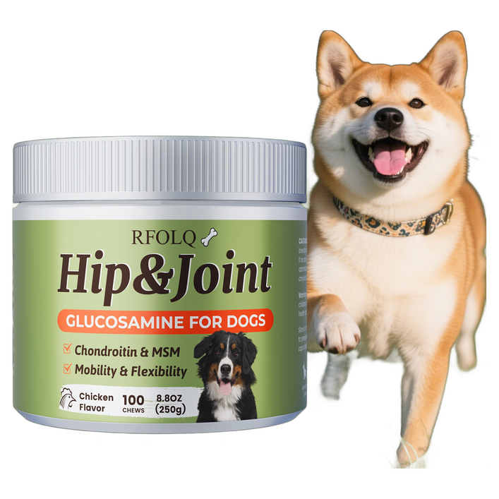 글루코사민 콘드로이틴, MSM, 강아지용 고관절 및 관절 보충제, 유기농 강황 소프트 츄, 건강한 관절 기능 지원 및 통증 완화에 도움, 5개, 100정