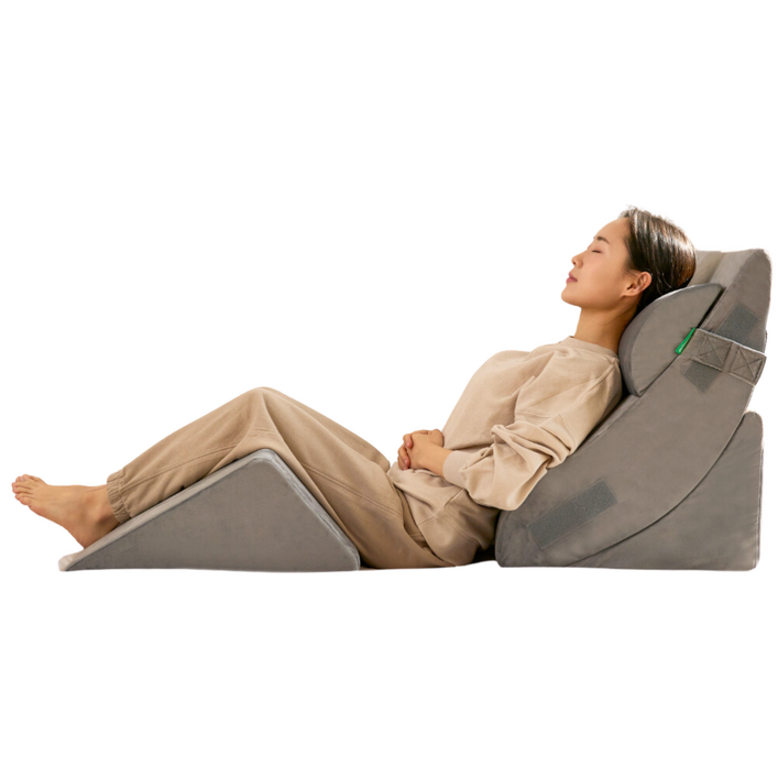 슬립웍스 모듈쿠션 듈스 삼각 대형 등받이 쿠션 침대 베개, 그레이벨벳, 1개