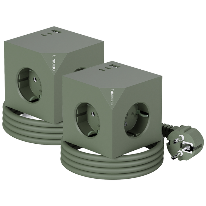 오리지니크 고속충전 고용량 멀티어댑터 USB 유선 멀티탭 1.5m 2개 세트, 딥그린X2개(유선1.5M), 1개, 1.5m