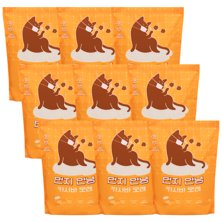 핏펫 포우장 먼지 안녕 카사바 고양이 모래, 3.2kg, 9개, 무향