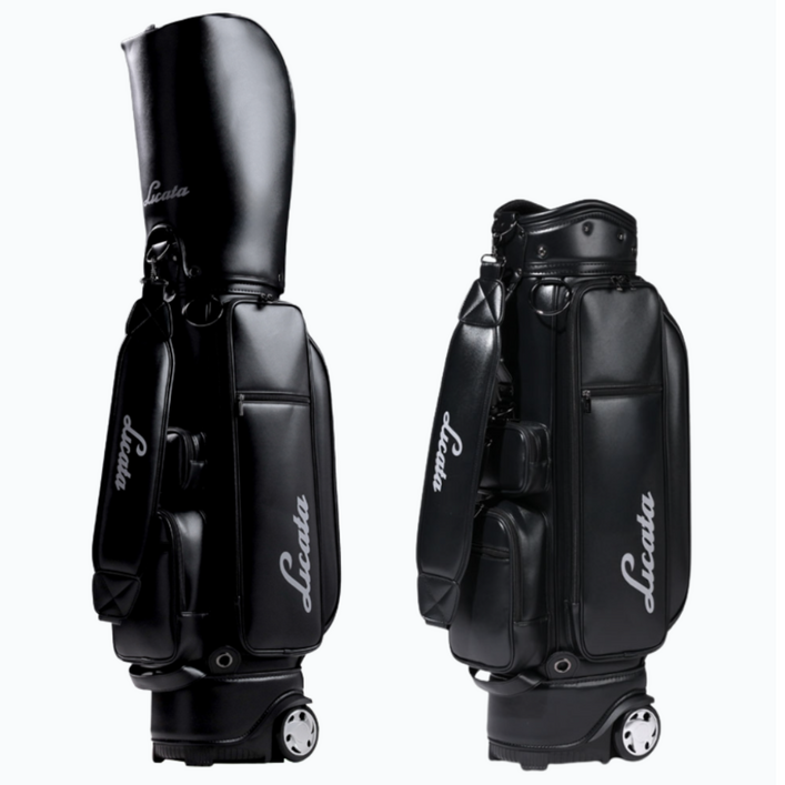 리카타 퓨어라이트 공용 휠 바퀴 달린 캐디백 5분할 방수 골프백, 블랙