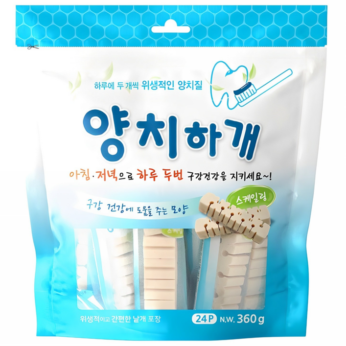 양치하개 강아지 덴탈껌 24p, 스케일링, 360g, 1개 양치하개 강아지 덴탈껌 24p, 스케일링, 360g, 1개