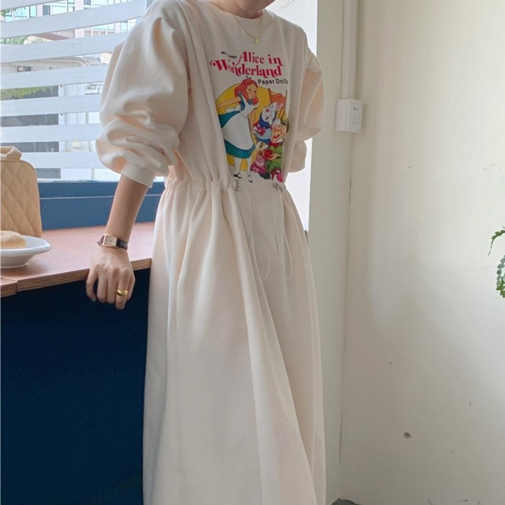 [YELLOWNINE] 맨투맨 면 롱 기모원피스