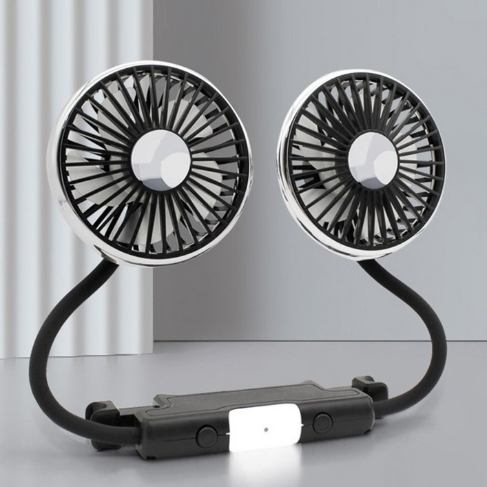 SEAMETAL 차량용 듀얼 360도 선풍기 각도 조절 식 뒷좌석 선풍기 듀얼팬 헤드레스트 거치형 에어 쿨링팬 USB 전원 공급