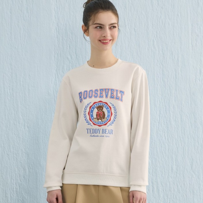 테디크루 클래식 레터링 맨투맨 IVORY T02O1